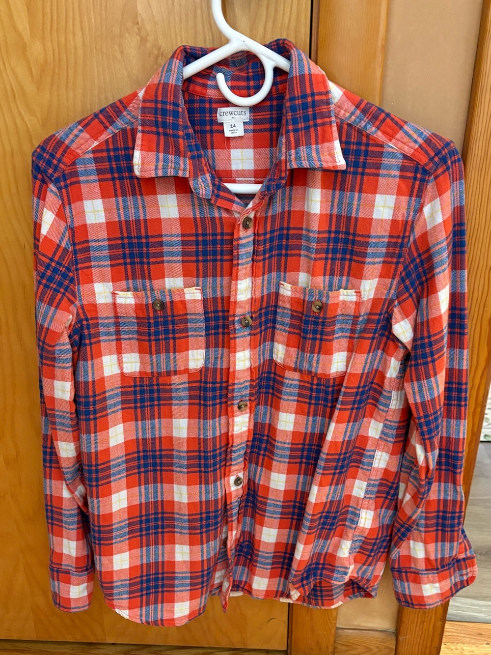 J.Crew- Crewcuts Red Plaid Button-Down Shirt with Blue and White